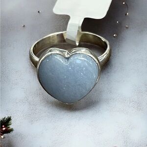 Sterling Silver Angelite Heart Ring